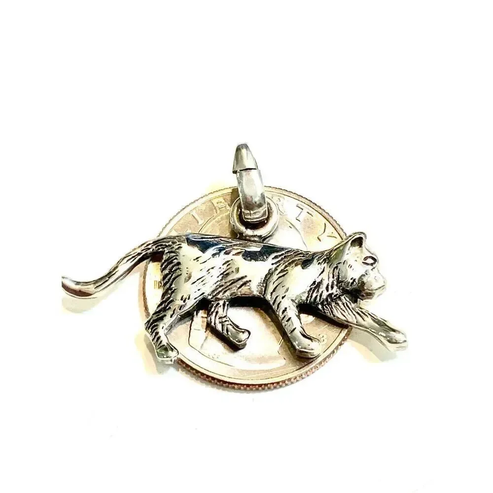.925 Cat Stalking Sterling Silver Jewelry Charm #cat #cat collector